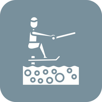 white skier water skiing gray background clip art preview