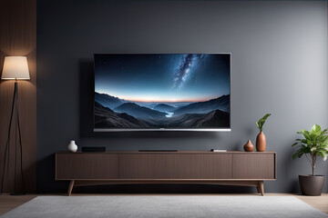 large screen led smart tv wall mounted - obrazy, fototapety, plakaty