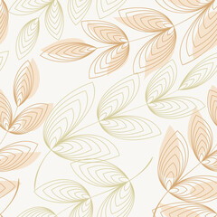 seamless pattern striped leaves, luxury and elegant style, floral or leaf background in minimal style, line art design, design for wall art, greeting card, wallpaper and print, vector illustration
