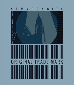 photo based illustration of new york manhattan. tee shirt graphics. print. vector
