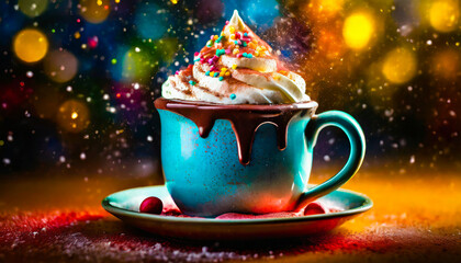 Obraz na płótnie Canvas Cup of coffee with christmas cookies