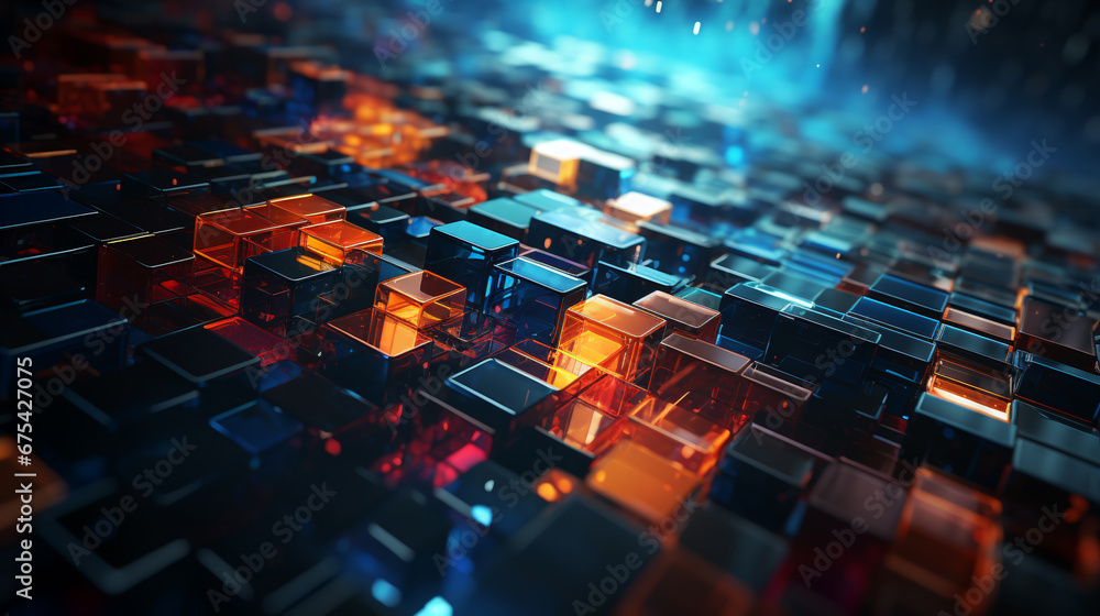 Poster a colorful technological backdrop for the concept of science and innovation. abstract background. ai