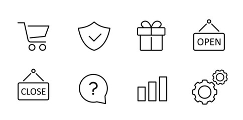 Ecommerce icon, Shopping icon set. Сollection of web icons for online shop, such as discount, delivery