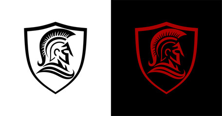 spartan warrior logo - black and red