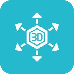 3D Modeling Line Icon