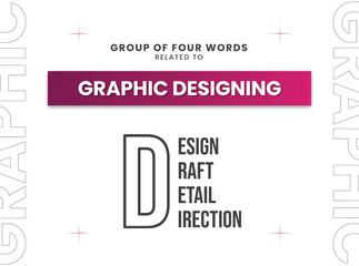 Group of four words related to Graphic Designing