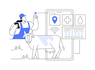 Monitoring health of livestock isolated cartoon vector illustrations.
