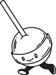 lollipop character cartoon candy isolated Outline Simple vector illustration	