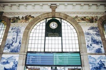 São bento railway station departure board in Porto
