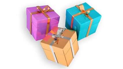 Gift in a box with a bow 3 d illustration for New Year, Christmas, birthday