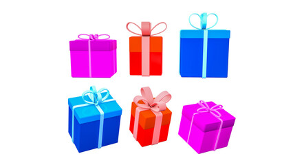 Gift in a box with a bow 3 d illustration for New Year, Christmas, birthday