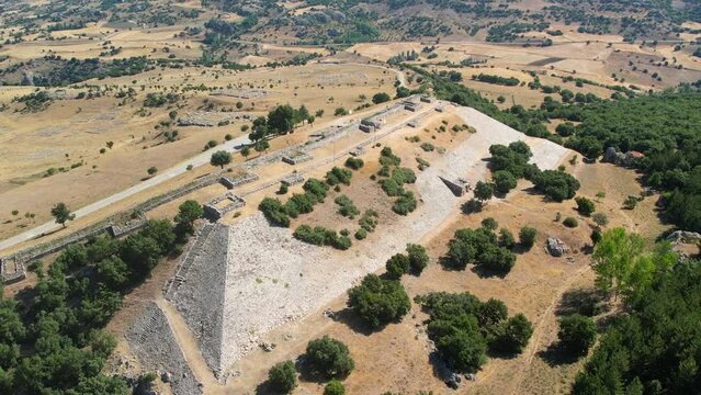 Aerial view of ancient city Hattusa in the capital of Hittites