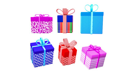 Gift in a box with a bow 3 d illustration for New Year, Christmas, birthday
