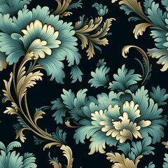 Damask Floral Silk Textile Pattern