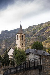 Fototapeta na wymiar Church of Santa Llogaia in the small village of Espot in summer, Pyrenees 