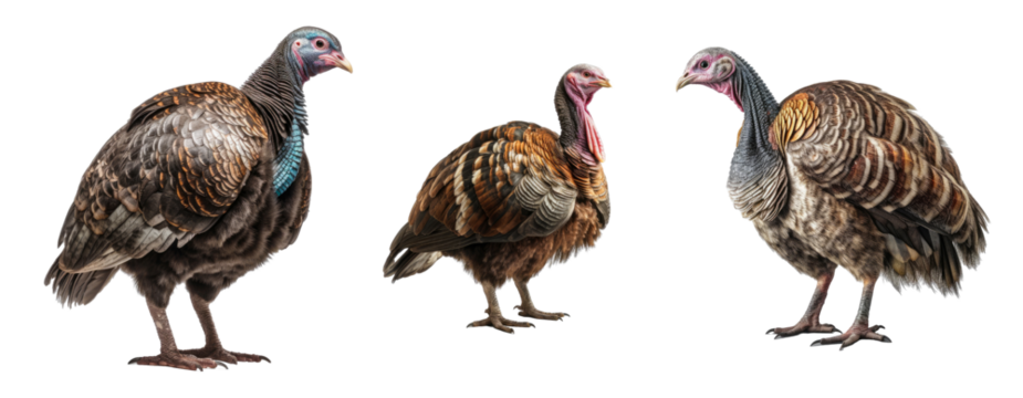 Set of Turkey isolated on transparent background. Concept of Bird.