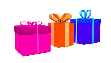 Gift in a box with a bow 3 d illustration for New Year, Christmas, birthday