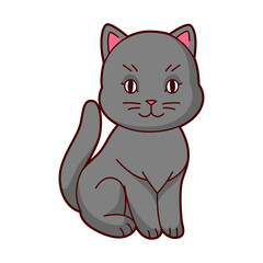 Illustration of cute kawaii cat. Fun animal.