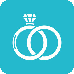 Wedding Rings Line Color Icon