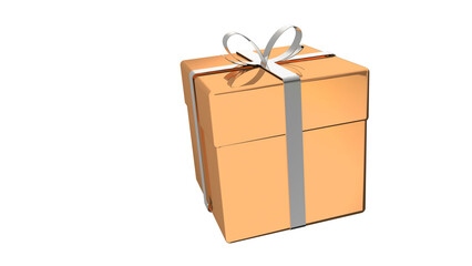 Gift in a box with a bow 3 d illustration for New Year, Christmas, birthday