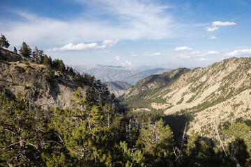Beautiful landscape of the natural park of Aigestortes y Estany de Sant Maurici, Pyrenees valley with river and lake