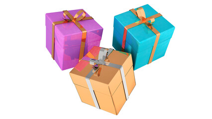 Gift in a box with a bow 3 d illustration for New Year, Christmas, birthday