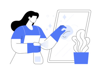 Dusting off isolated cartoon vector illustrations.