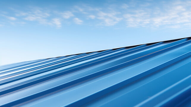 New roof metal sheet with blue sky.