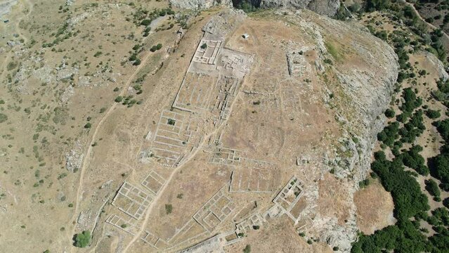 Aerial view of ancient city Hattusa in the capital of Hittites