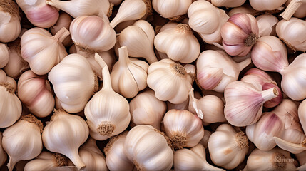 garlic on the market fresh vegetable background photography