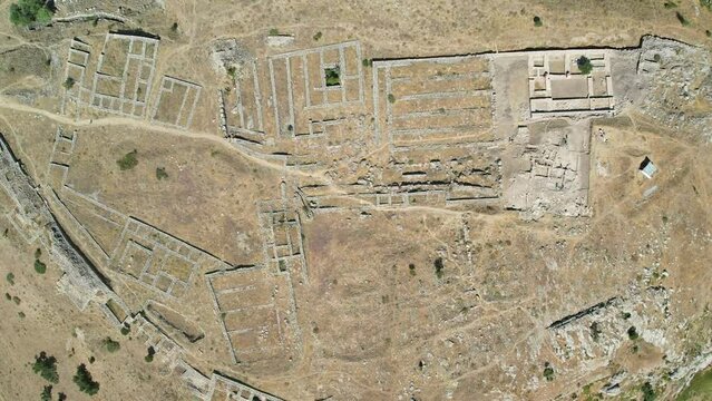 Aerial view of ancient city Hattusa in the capital of Hittites
