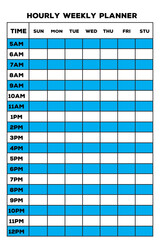 Hourly Productivity Weekly Planner. Daily and Weekly Planner Template Vector