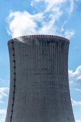 Cooling towers at nuclear power plant, energy self-sufficiency, greenhouse emission reduction