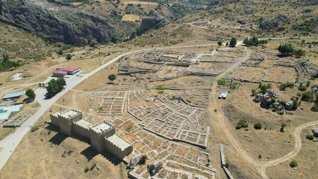 Aerial view of ancient city Hattusa in the capital of Hittites