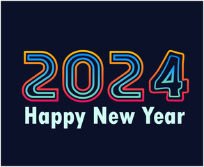 2024 Happy New Year Abstract Gradient Design Holiday Vector Logo Symbol Illustration With Blue Background
