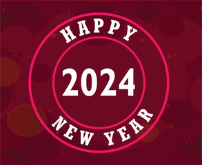 2024 Happy New Year Abstract Pink And White Design Holiday Vector Logo Symbol Illustration