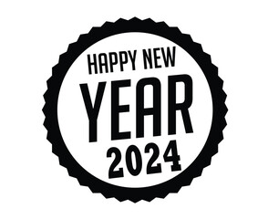 2024 Happy New Year Abstract Black Design Holiday Vector Logo Symbol Illustration