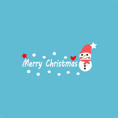 Merry Christmas and blue background with sparkling stars.