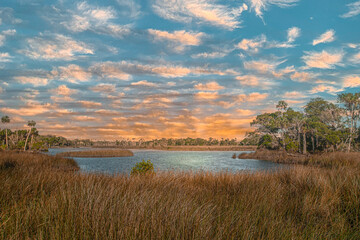 sunset over the river