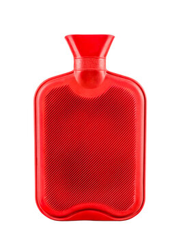 Red hot water bottle on transparent background. PNG image.
