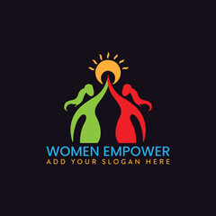 women empower logo design vector - obrazy, fototapety, plakaty