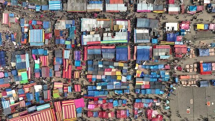 Aerial view of a traditional village fair in Bogra, Bangladesh. It's about 200 years old tradition and held once a year.
