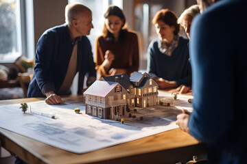 An individual meticulously reviews a legal contract with  a family co-buyers, underscoring the significance of precise agreements in shared fractional real estate ownership