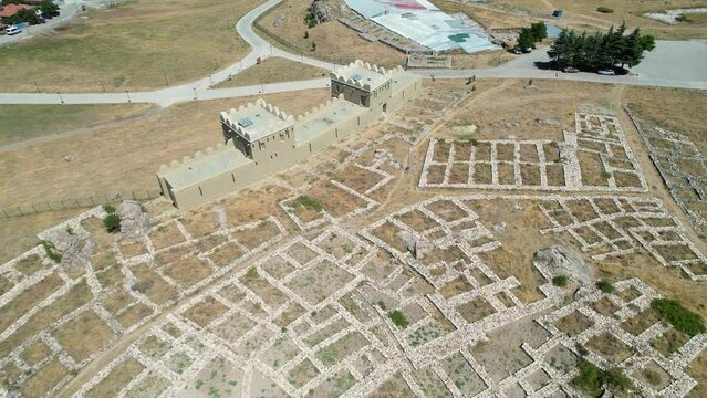 Aerial view of ancient city Hattusa in the capital of Hittites