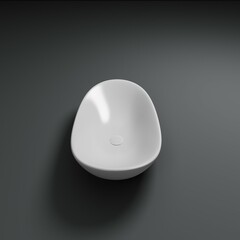 Ceramic basin isolated on black background. 3D Rendering