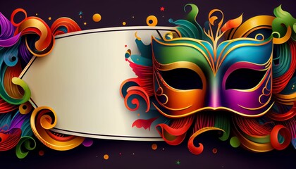 AI art of a masquerade mask with  intricate swirl patterns and a copy space - obrazy, fototapety, plakaty