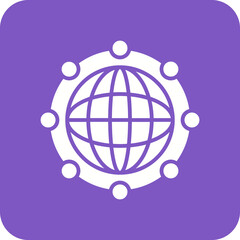 Global Network Line Color Icon
