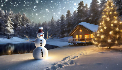 Obraz premium bosque navideño nevado