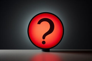 Big red question mark on black background
