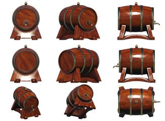 Wooden barrel with tap isolated